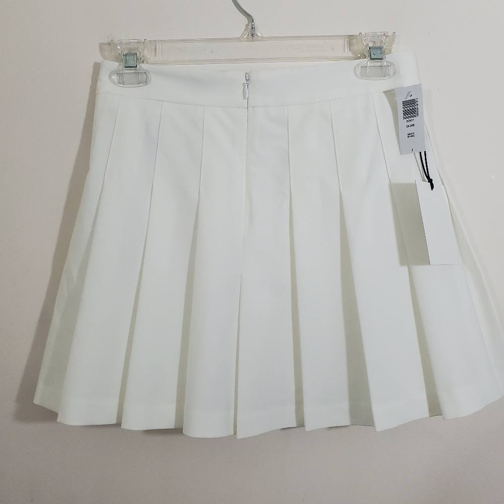 Aritzia Sunday Best Olive Style Pleated Mini Skirt White NWT Size 2 Tennis Prep - Picture 3 of 13